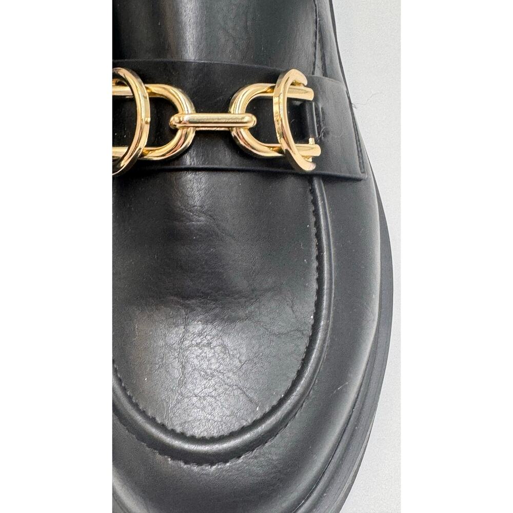 American Eagle Black Loafers Gold Horsebit Slip On Flats Womens 7 - Picture 4 of 9